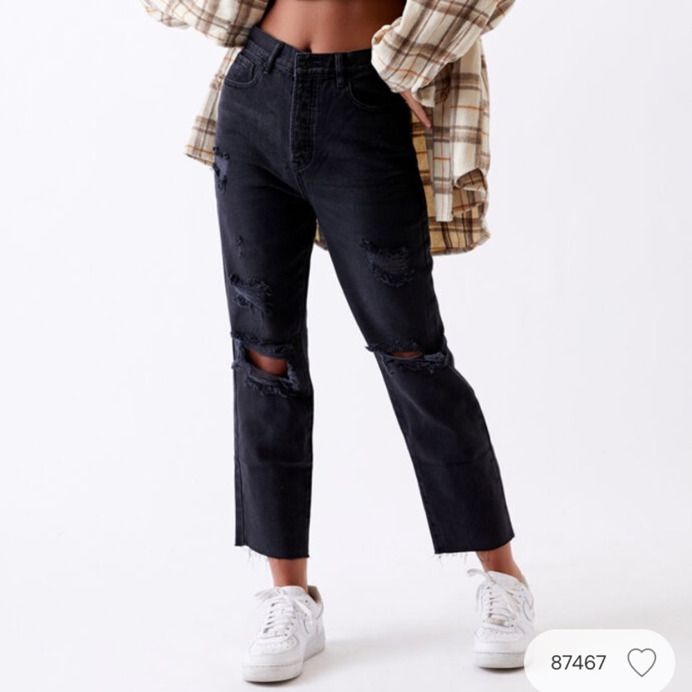 PacSun Black ripped straight jeans